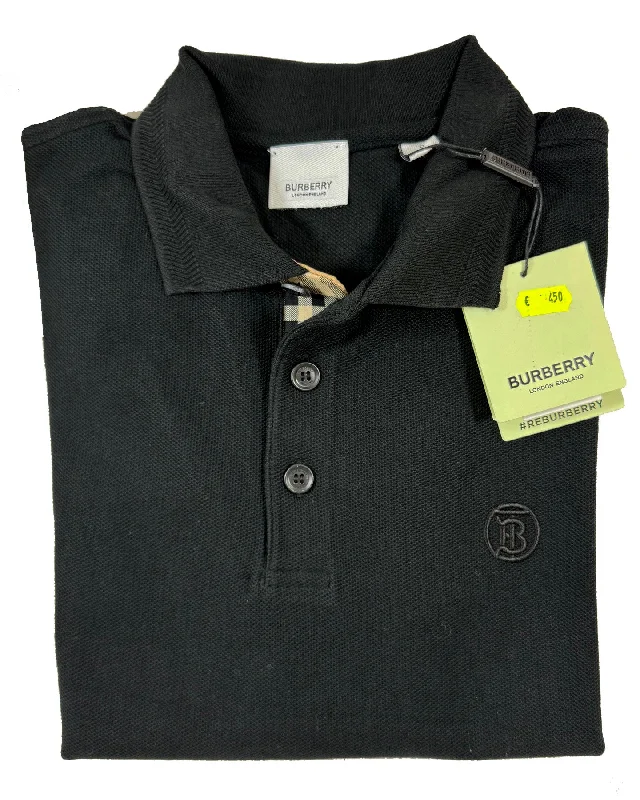 men's classic ribbed polo shirts -Burberry Men Polo Shirt Eddie Black M SALE