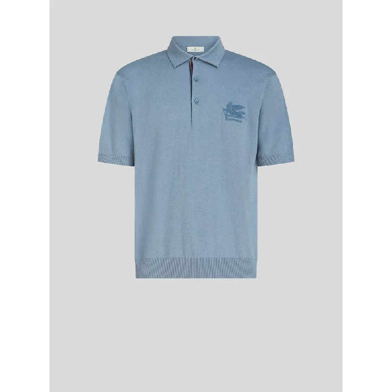 men's polos with side slits -CASHMERE AND COTTON POLO SHIRT WITH LOGO