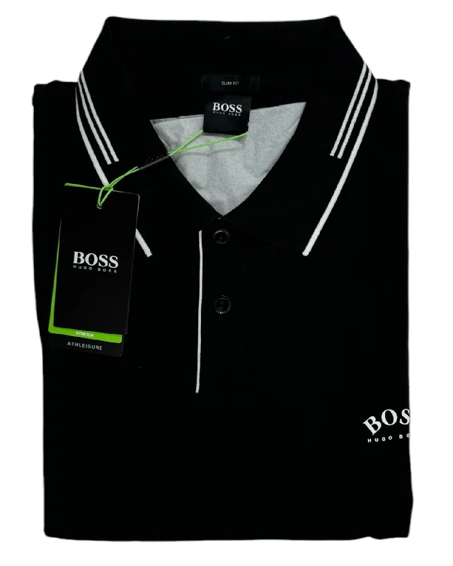 men's high-performance polo shirts -Hugo Boss Cotton Polo Shirt Black - Slim Fit XXXL