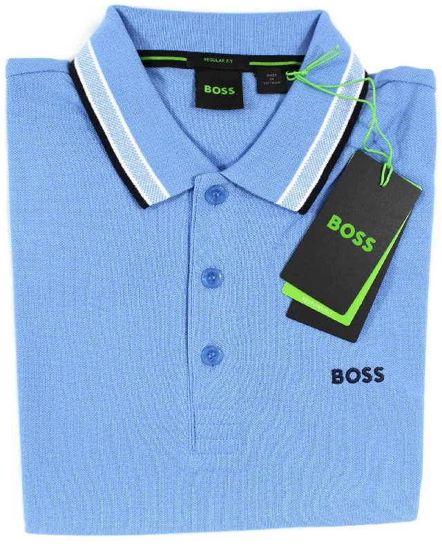 men's athletic pique polo shirts -Hugo Boss Polo Shirt Regular Fit Blue Stretch Cotton S