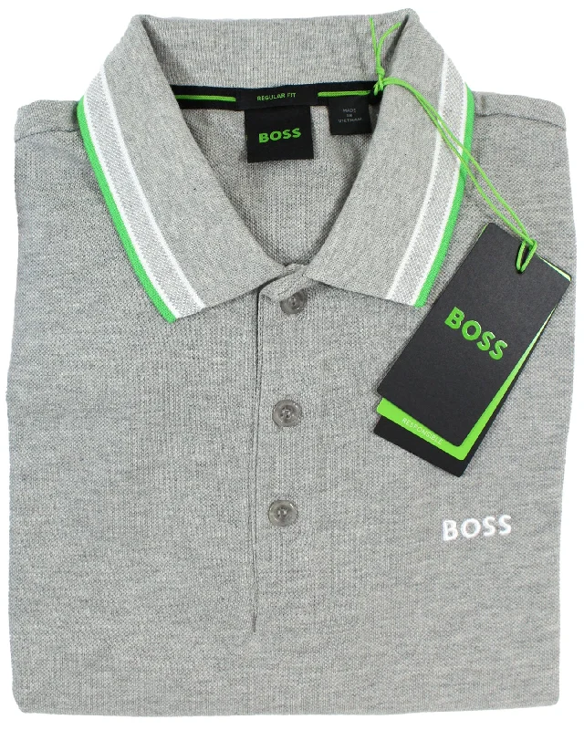 men's polo shirts with side vents -Hugo Boss Polo Shirt Regular Fit Heather Gray Men L