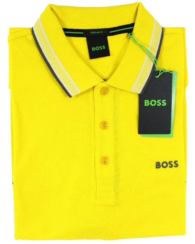 men's premium cotton polo shirts -Hugo Boss Polo Shirt Regular Fit Yellow Cotton S