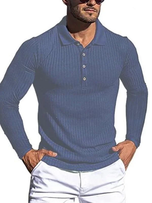 men's striped polo shirts -Knitted Casual Men Polo Shirt