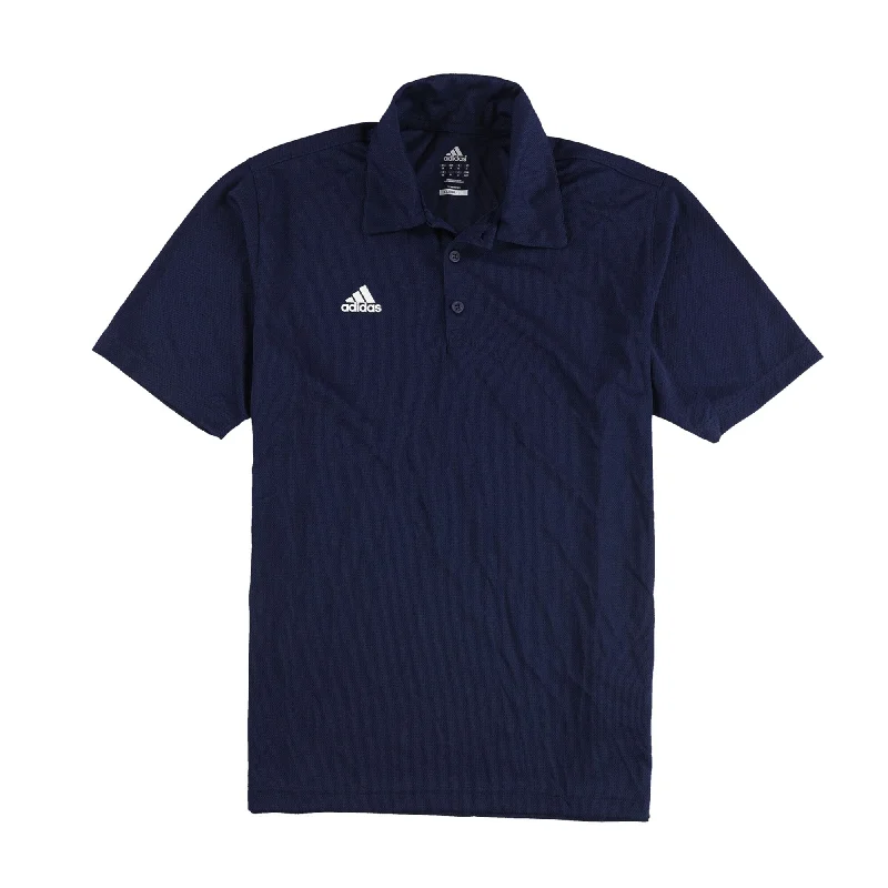 soft-touch polo shirts for men -Adidas Mens Logo 3-Button Rugby Polo Shirt, Blue, Medium