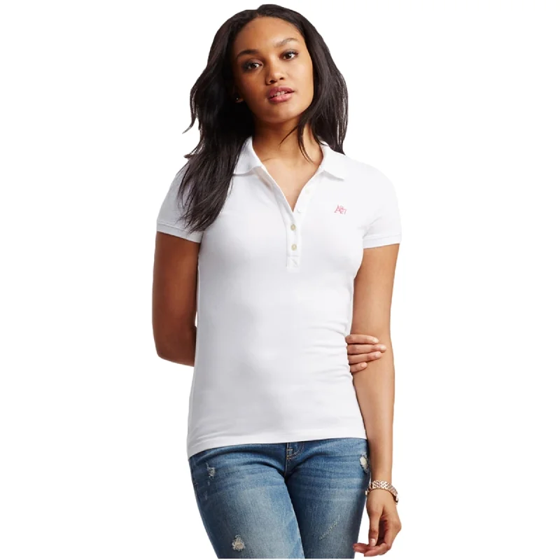 men's long sleeve pique polo shirts -Aeropostale Womens A87 Polo Shirt, White, Medium