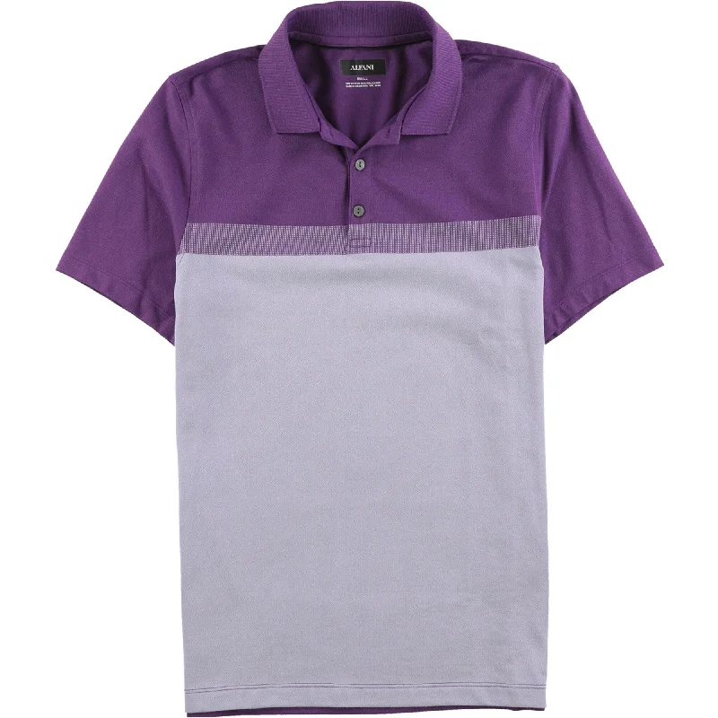 men's custom embroidered polo shirts -Alfani Mens Cavalry Rugby Polo Shirt, Purple, Small