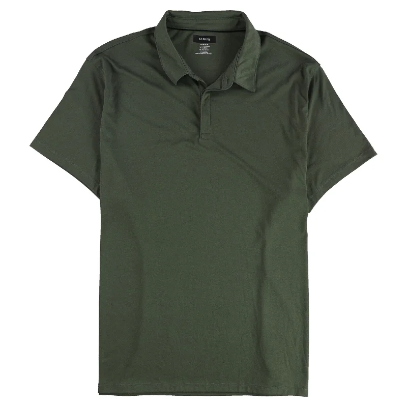 men's striped cotton polo shirts -Alfani Mens Soft Touch Rugby Polo Shirt, Green, X-Large