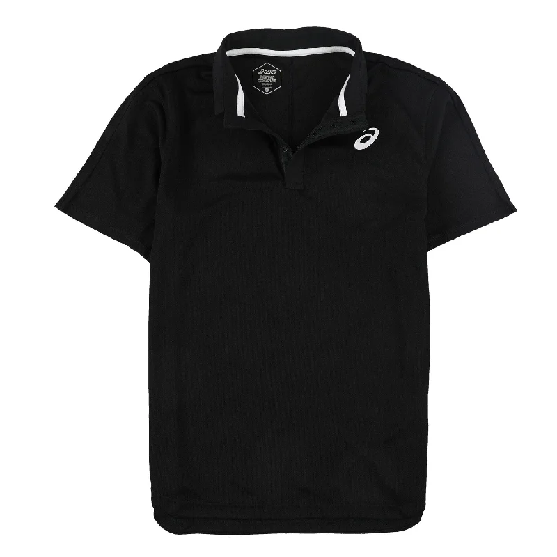 modern style polo shirts for men -ASICS Mens Club Rugby Polo Shirt, Black, Large