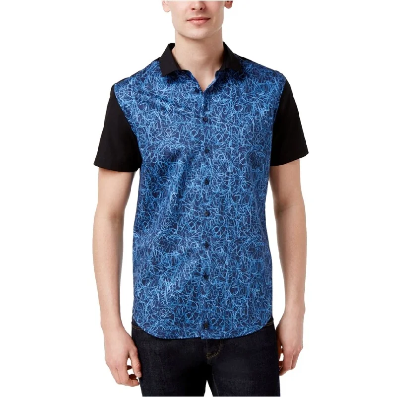 stylish printed polo shirts for men -Calvin Klein Mens Scribble Rugby Polo Shirt, Blue, Small