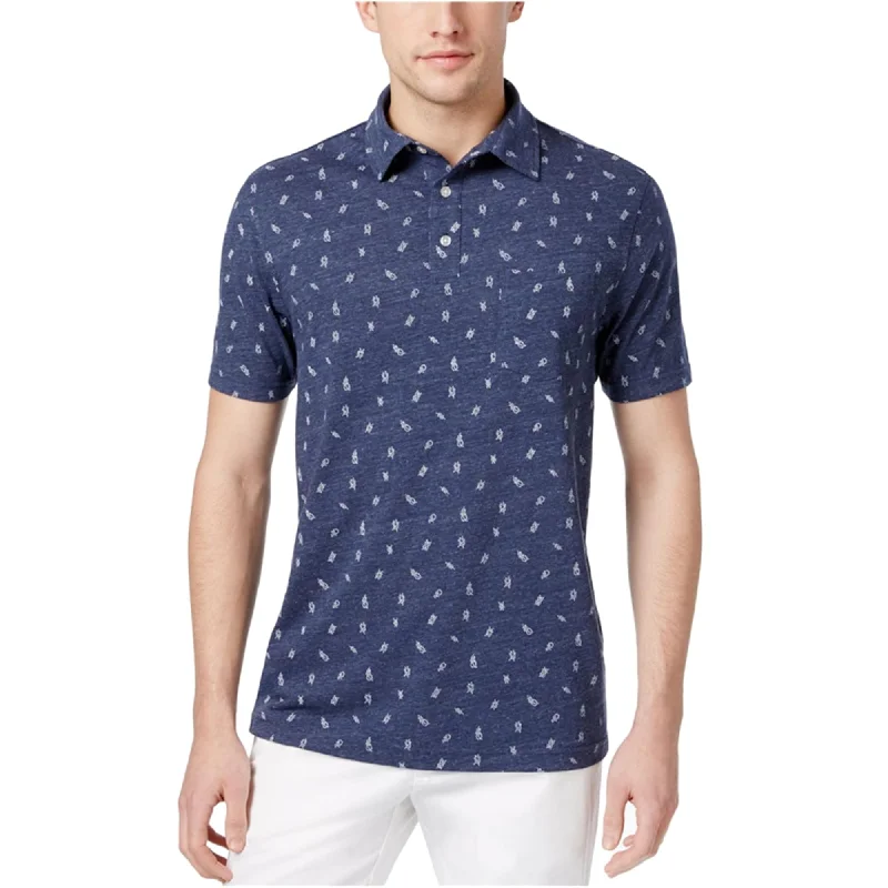 polo shirts for business casual wear -Club Room Mens Knot-Print Rugby Polo Shirt