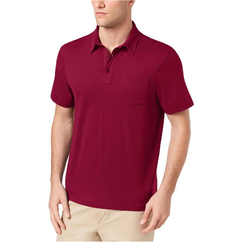 men's casual wear polo shirts -Club Room Mens Pocket Rugby Polo Shirt