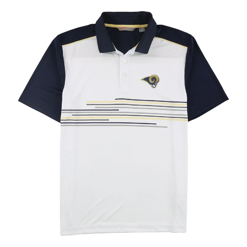 men's striped polo shirts -Cutter & Buck Mens LA Rams Rugby Polo Shirt, White, Large