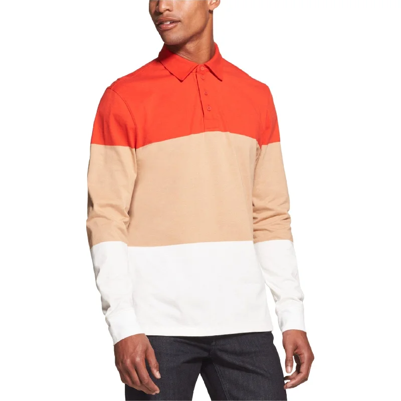 men's basic polo shirts -Dkny Mens Colorblocked Rugby Polo Shirt