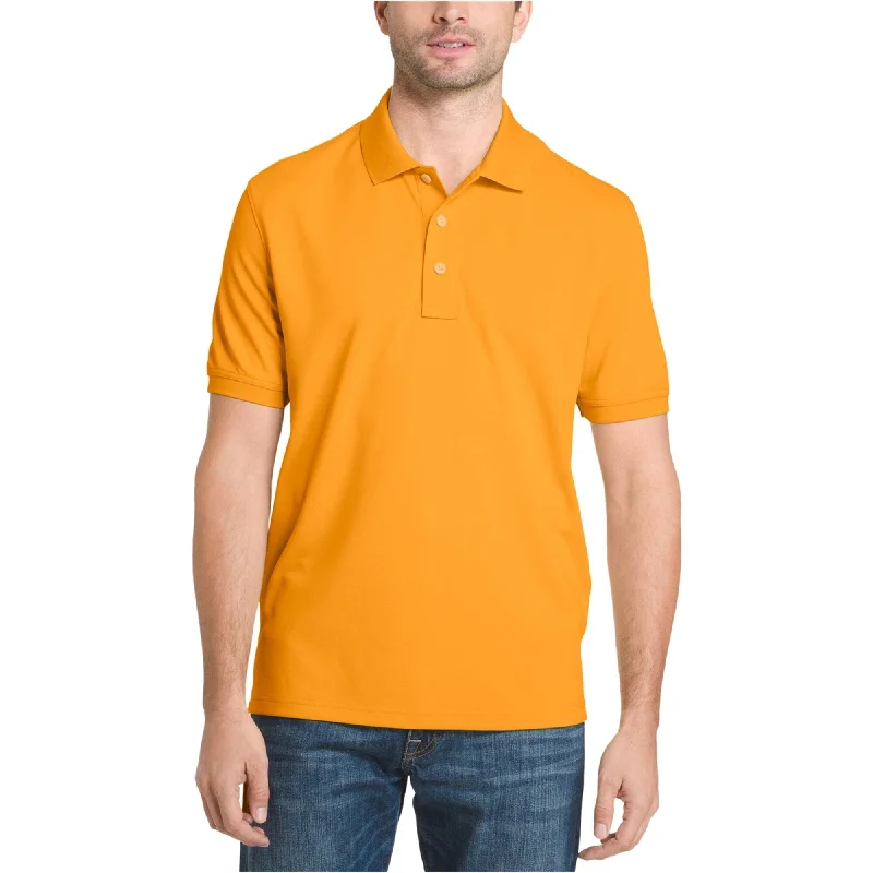 lightweight polo shirts for sports -G.H. Bass & Co. Mens Pique Performance Rugby Polo Shirt, Orange, Small