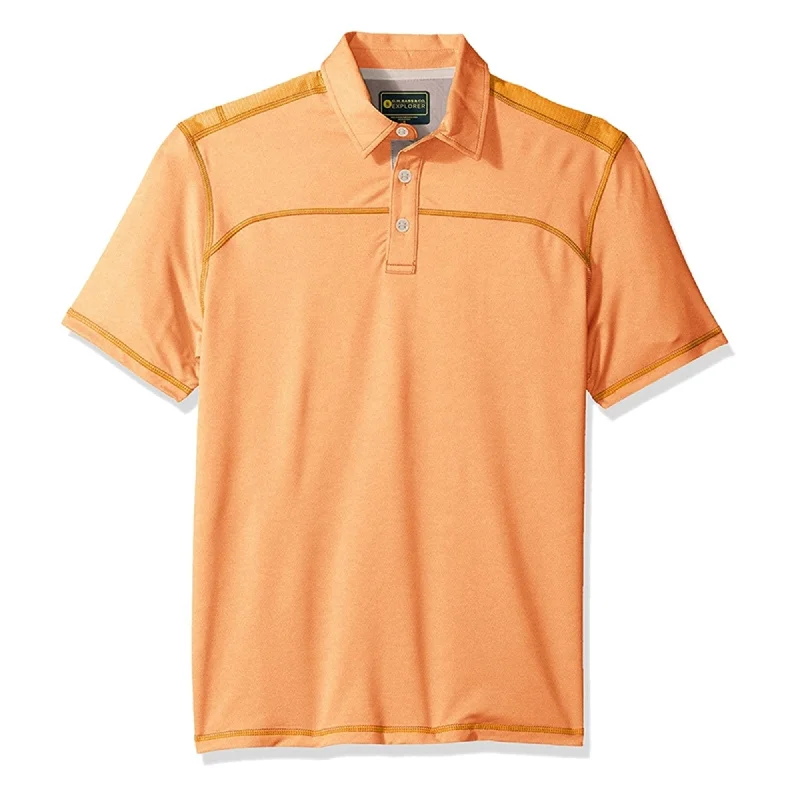 men's breathable performance polo shirts -G.H. Bass & Co. Mens White Water Rugby Polo Shirt, Orange, Small