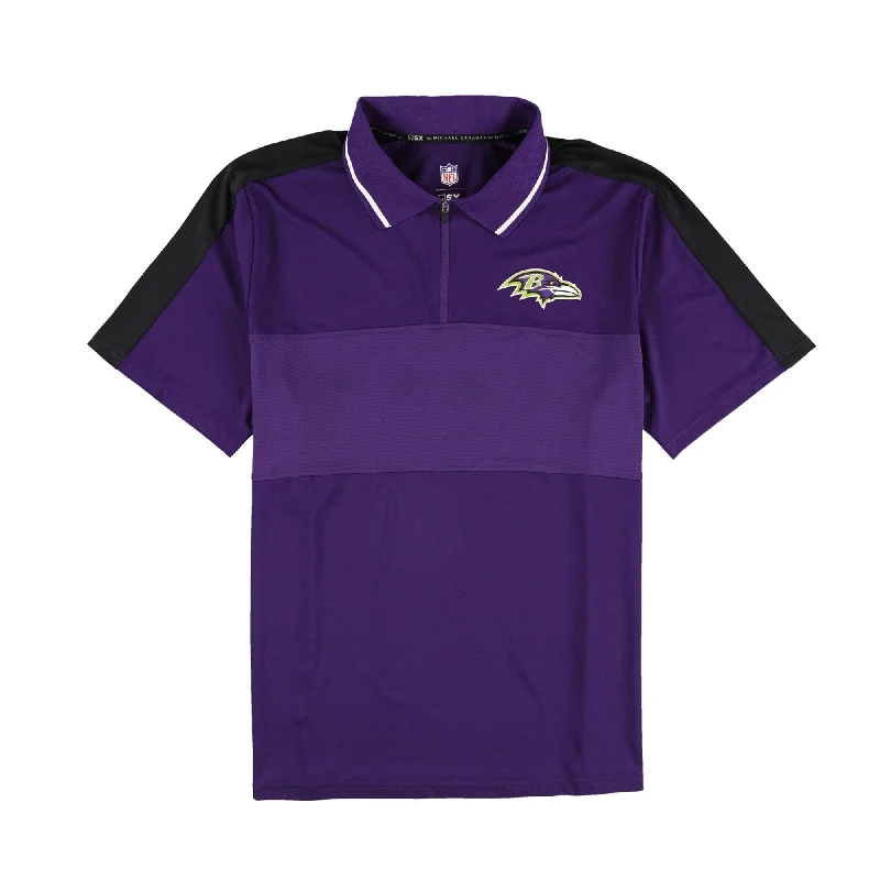 men's polo shirts for summer -G-III Sports Mens Baltimore Ravens 1/4 Zip Rugby Polo Shirt, Purple, Large