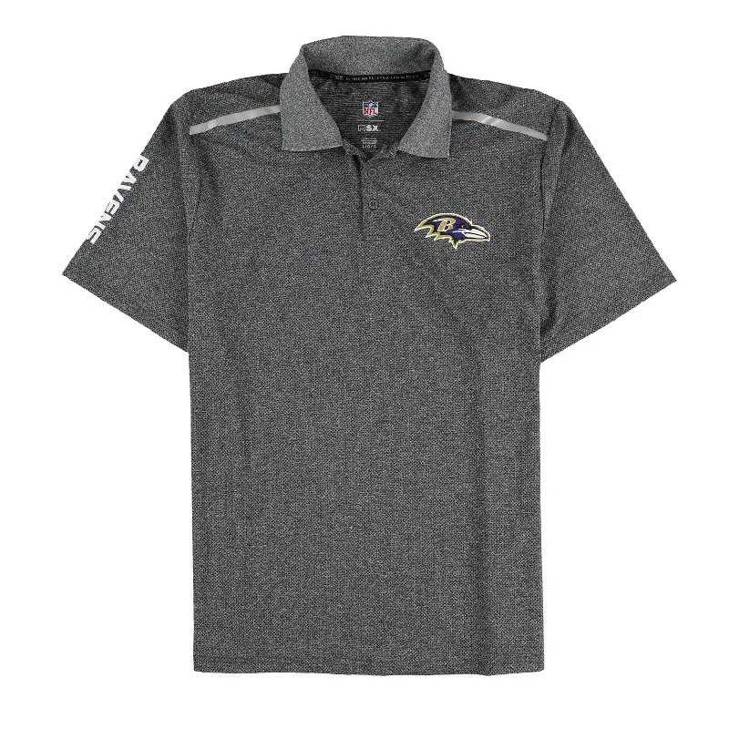 vibrant long sleeve polo shirts -G-III Sports Mens Baltimore Ravens Rugby Polo Shirt, Black, Large