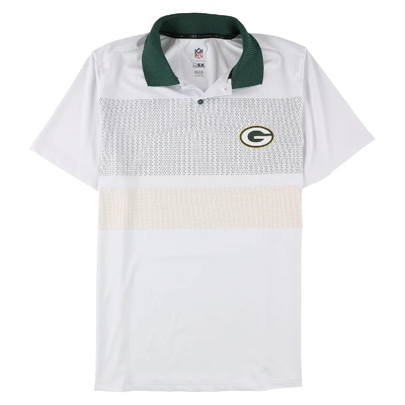 men's lightweight performance polo shirts -G-III Sports Mens Green Bay Packers Rugby Polo Shirt, White, Large