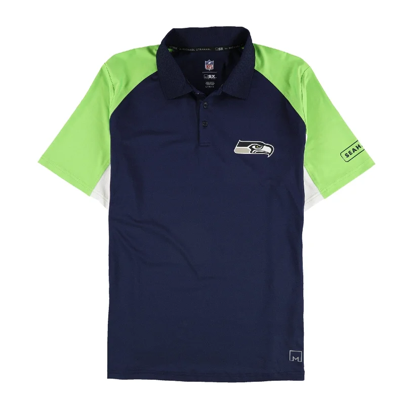 modern fit polo shirts for men -G-III Sports Mens Seattle Seahawks Rugby Polo Shirt, Blue, Large