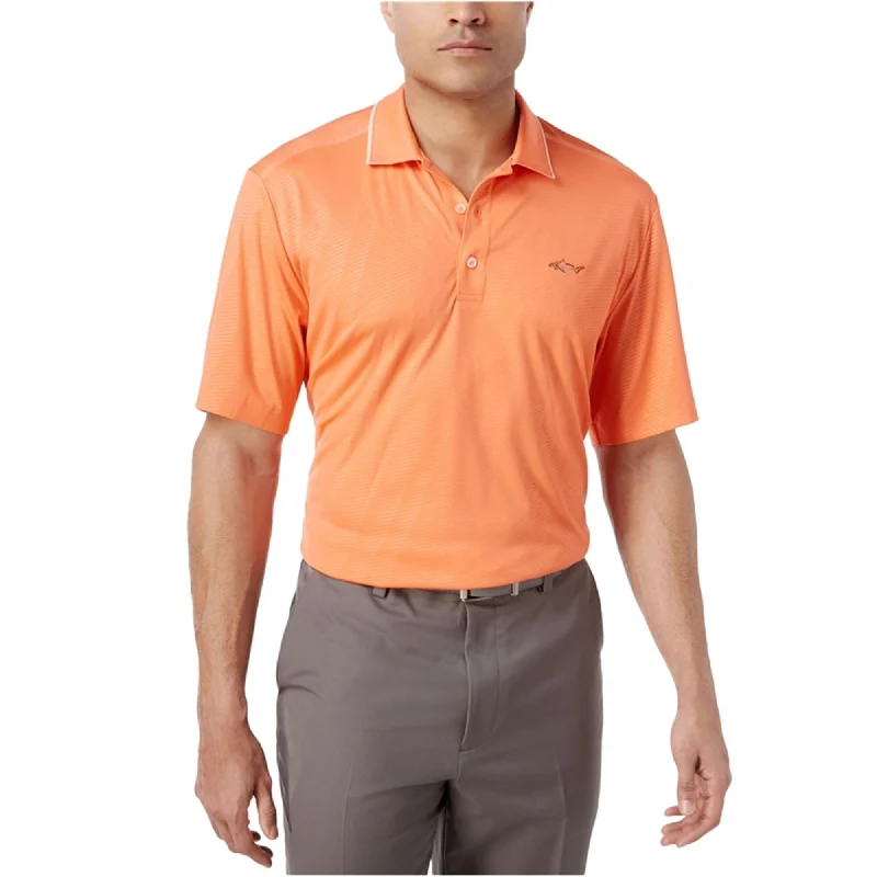 men's polo shirts with logos -Greg Norman Mens Embossed Rugby Polo Shirt, Orange, Small