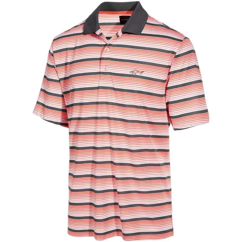 stylish polo shirts for men -Greg Norman Mens Multi Striped Performance Rugby Polo Shirt, Orange, Small