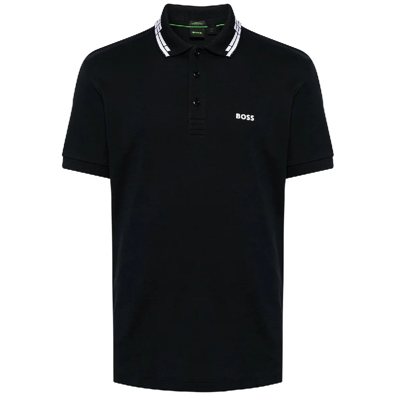 modern fit polo shirts for men -Hugo Boss Men Paule Polo Shirt Short Sleeve Cotton Regular Fit Dark Blue