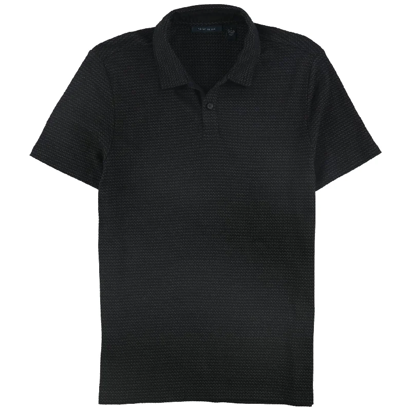 men's golf-style polo shirts -Perry Ellis Mens Jacquard Rugby Polo Shirt, Black, Small