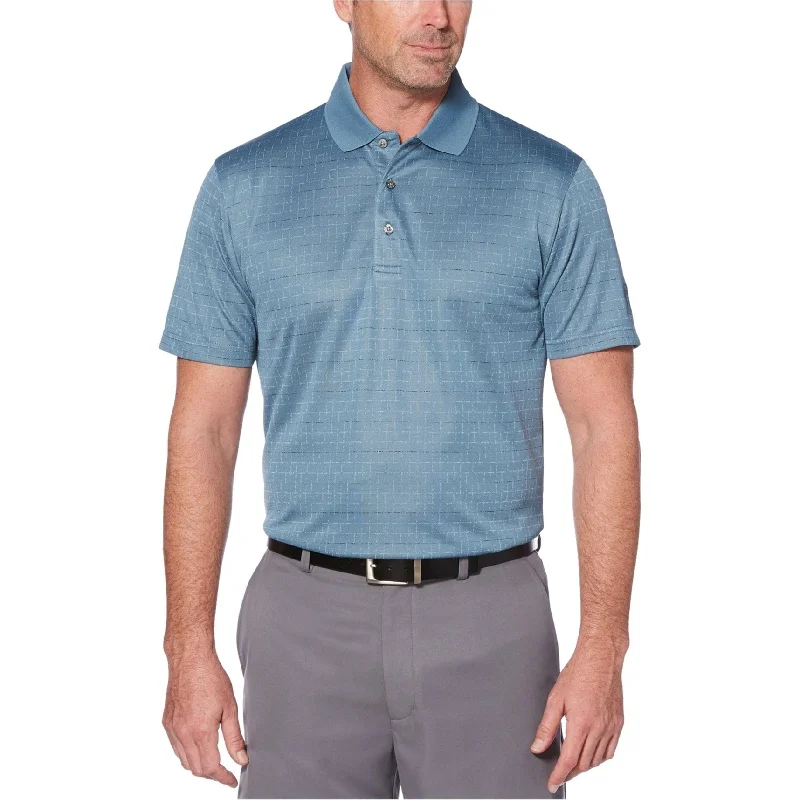 polo shirts for men with collars -Pga Tour Mens Broken Windowpane Rugby Polo Shirt