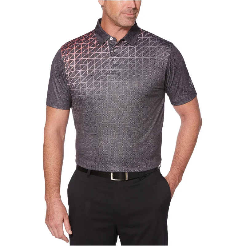 comfortable polo shirts for men -PGA Tour Mens Gradient Tech Rugby Polo Shirt, Grey, Small