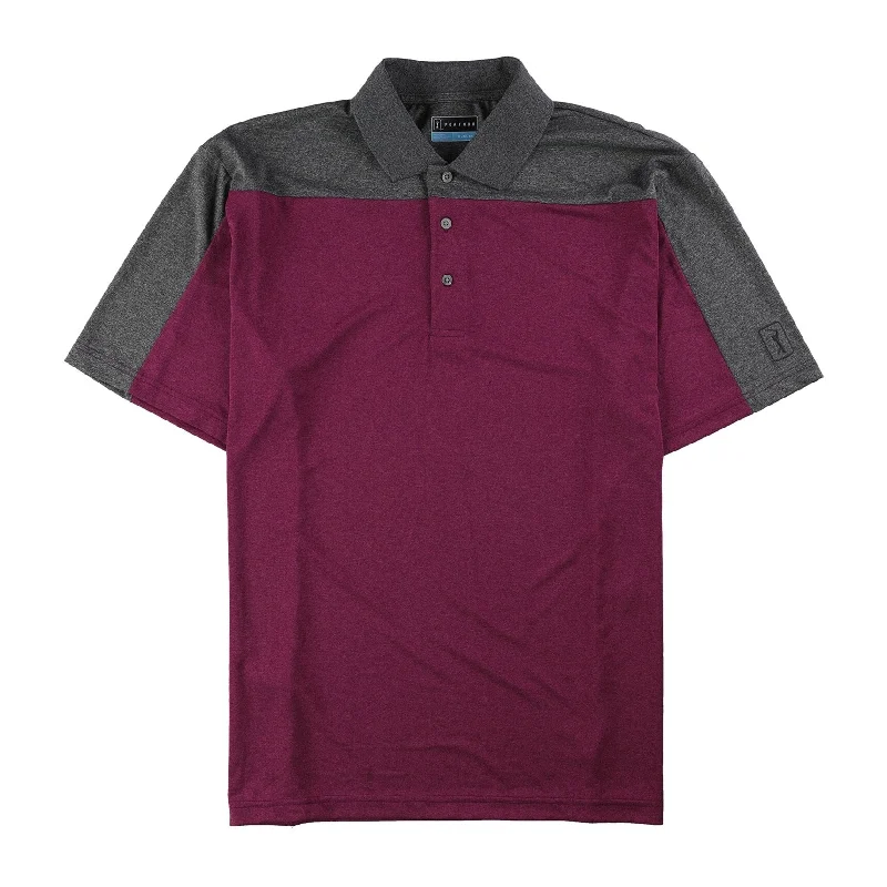 men's fashion polo shirts -PGA Tour Mens Motionflux Block Rugby Polo Shirt, Purple, X-Large