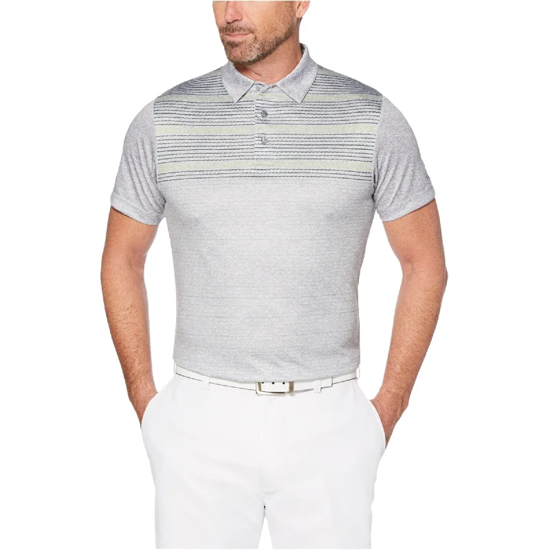 comfortable casual polo shirts for men -PGA Tour Mens Stripe Rugby Polo Shirt, Grey, XX-Large