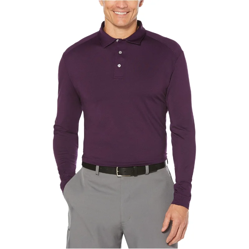 slim fit pique polo shirts for men -PGA Tour Mens Ultimate Rugby Polo Shirt, Purple, Small