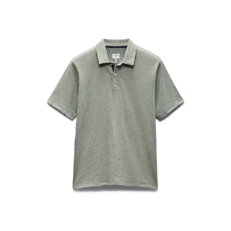 men's polo shirts with mesh back -Rag & Bone Men's Classic Flame Polo Shirt, Dark Mint