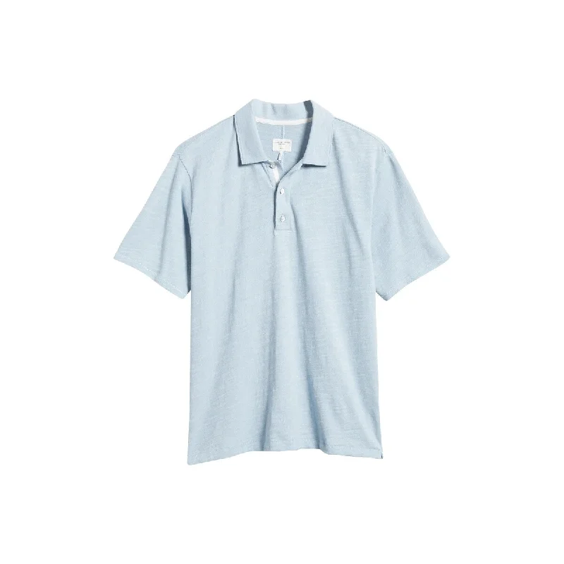 men's casual cotton polo shirts -Rag & Bone Men's Classic Flame Polo Shirt, Desert Blue