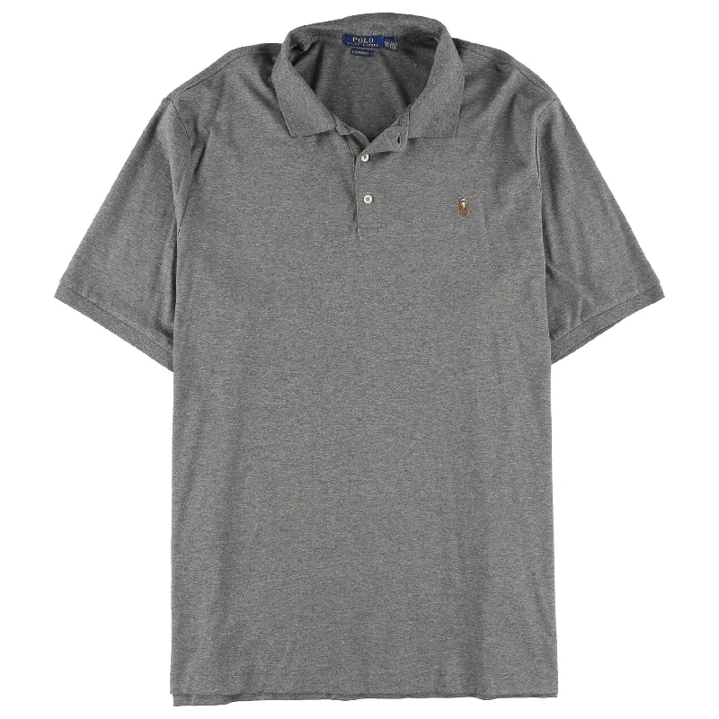 men's casual pique polo shirts -Ralph Lauren Mens Classic Rugby Polo Shirt, Grey, Small