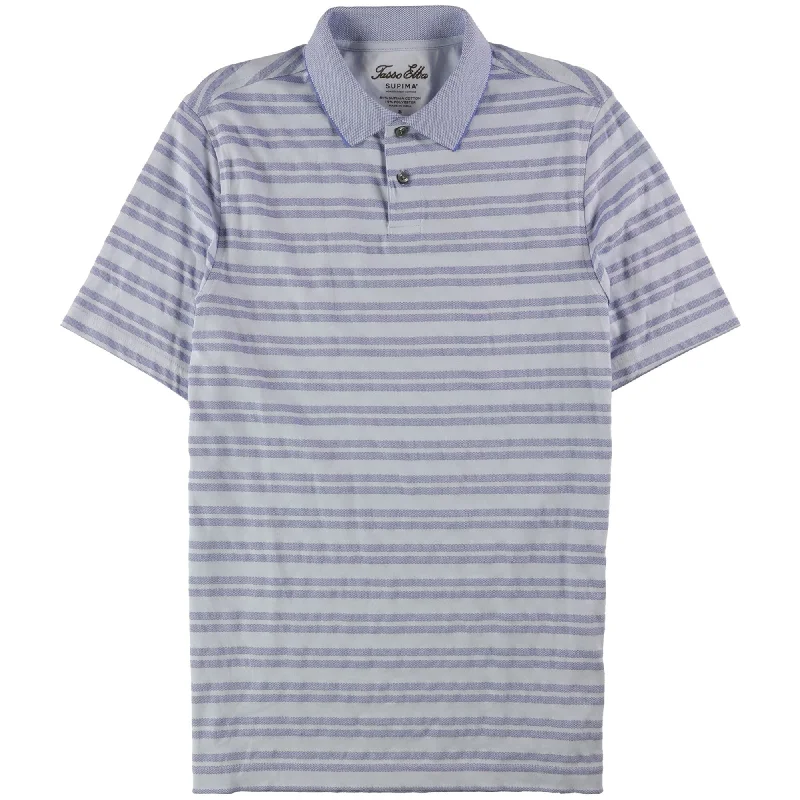 men's luxury cotton polo shirts -Tasso Elba Mens Striped Rugby Polo Shirt