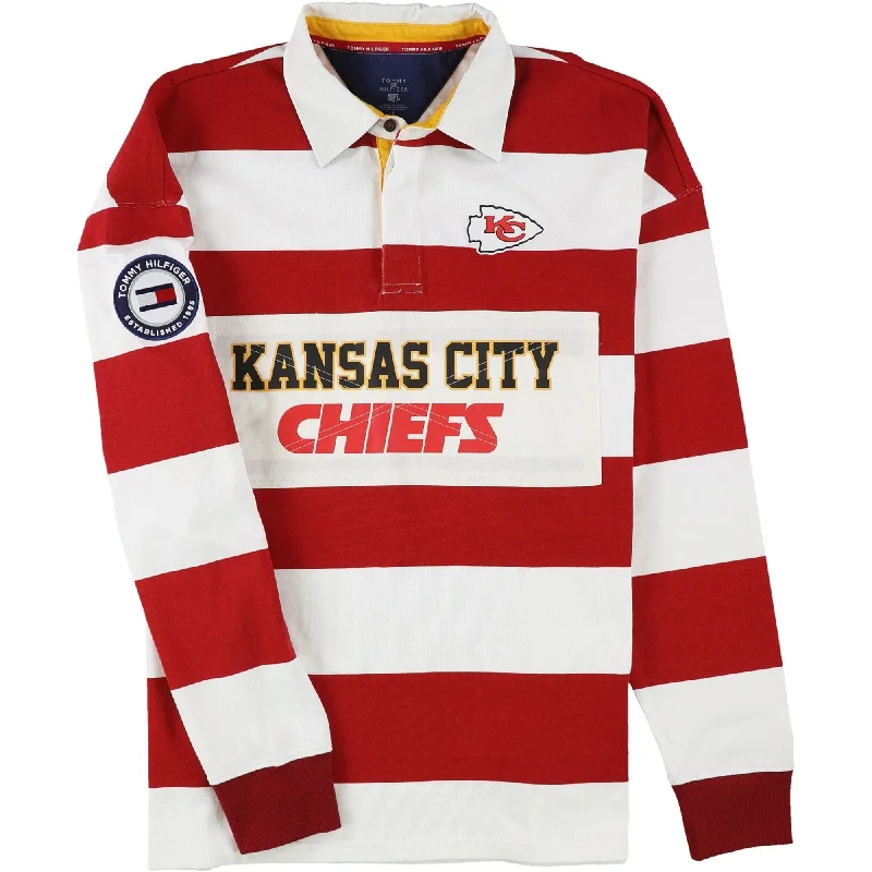 custom-fit polo shirts for men -Tommy Hilfiger Mens Kansas City Chiefs Rugby Polo Shirt, Multicoloured, Small