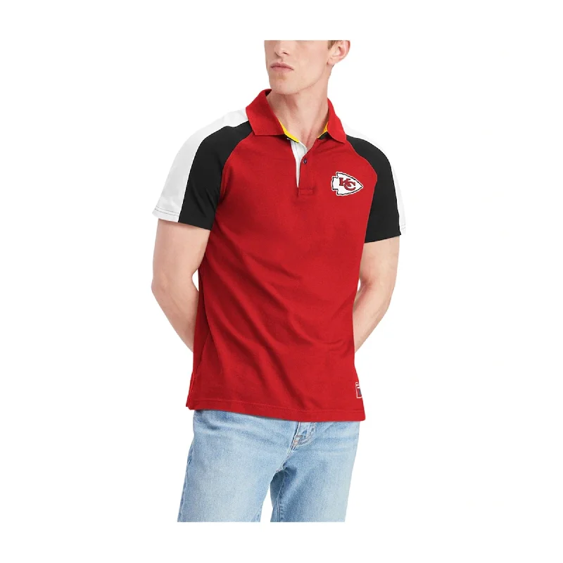 men's sports polo shirts for men -Tommy Hilfiger Mens Kansas City Chiefs Rugby Polo Shirt, Red, Medium