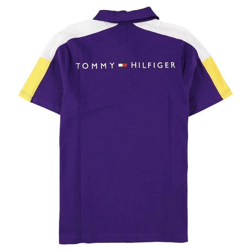 men's casual wear polo shirts -Tommy Hilfiger Mens Minnesota Vikings Rugby Polo Shirt, Purple, Medium