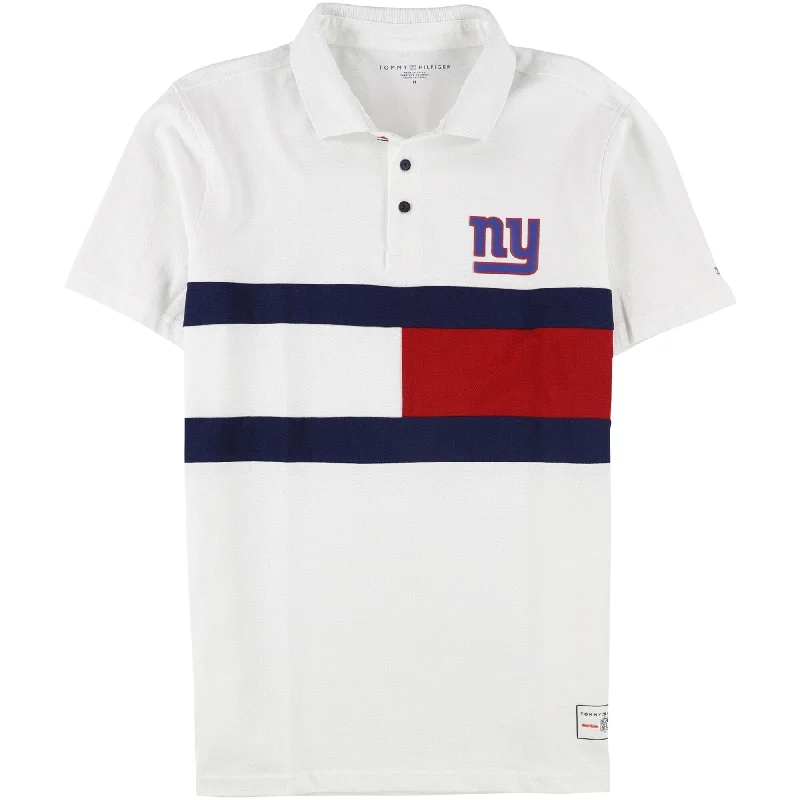 men's durable cotton polo shirts -Tommy Hilfiger Mens New York Giants Rugby Polo Shirt, White, Medium