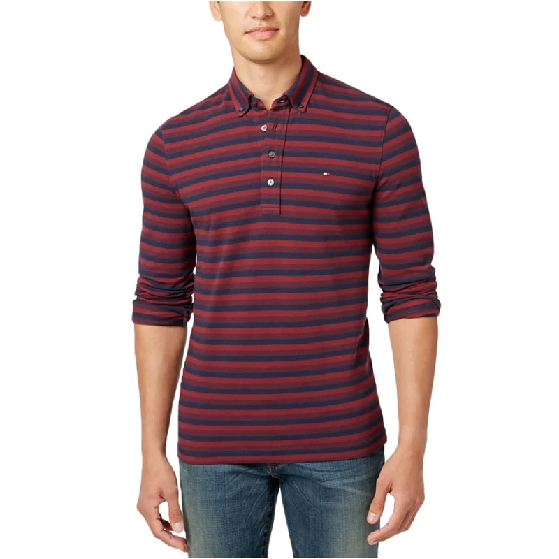 classic fit polo shirts for men -Tommy Hilfiger Mens Vanderbilt Striped Rugby Polo Shirt