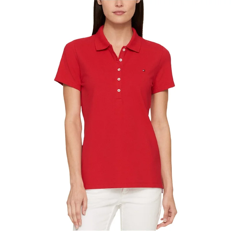 classic short sleeve polo shirts -Tommy Hilfiger Womens Heritage Polo Shirt, Red, Large