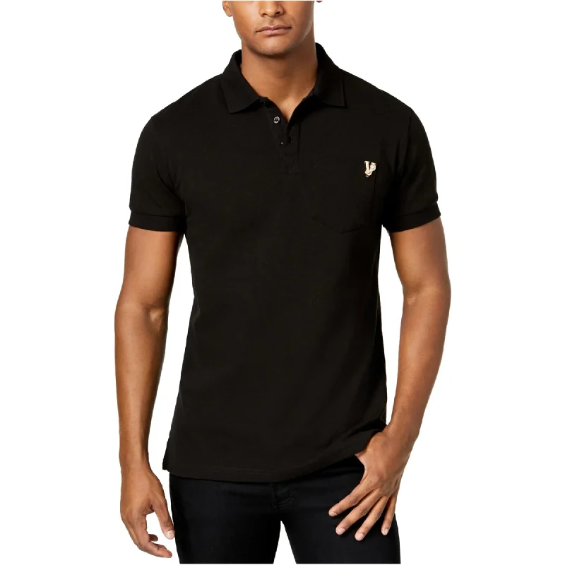 casual pique polo shirts for men -Versace Mens Logo Rugby Polo Shirt