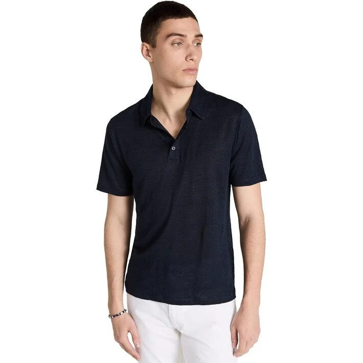 men's lightweight performance polo shirts -Vince Mens Linen Short Sleeve Polo Shirt, Coastal