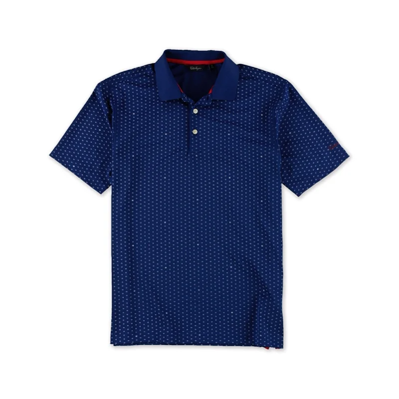 men's casual cotton polo shirts -Walter Hagan Mens Star Dot Rugby Polo Shirt, Blue, Small