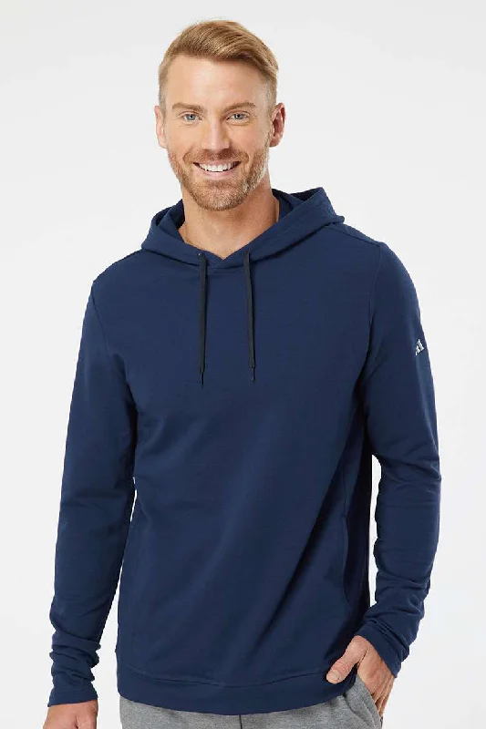 men's winter sweatshirts -Adidas Mens Hooded Sweatshirt Hoodie w/ Pockets - Collegiate Navy Blue