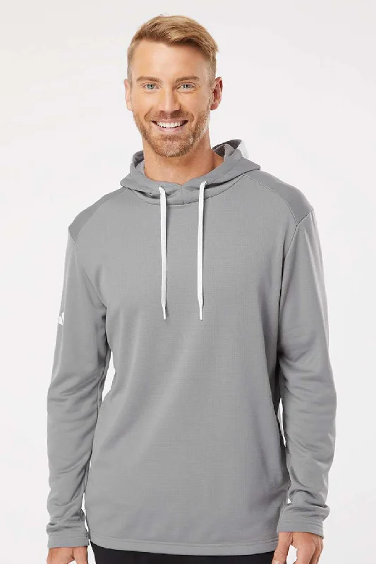 stylish men's hoodies -Adidas Mens Textured Mixed Media Hooded Sweatshirt Hoodie - Grey