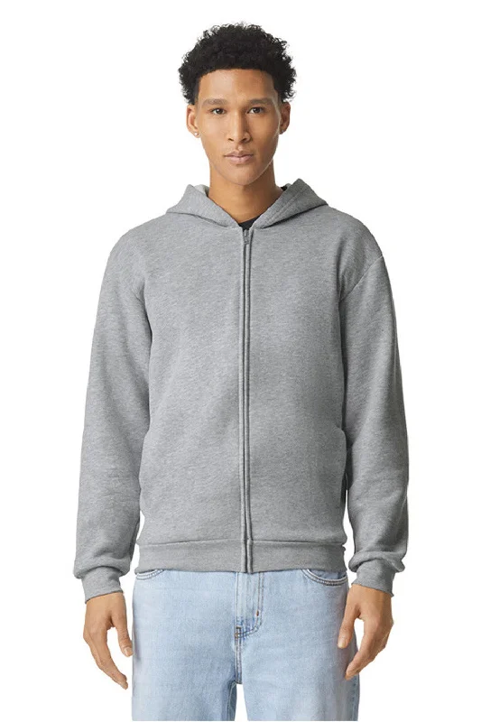 hoodie sweatshirts for men -American Apparel Mens ReFlex Fleece Full Zip Hooded Sweatshirt Hoodie w/ Pockets - Heather Grey