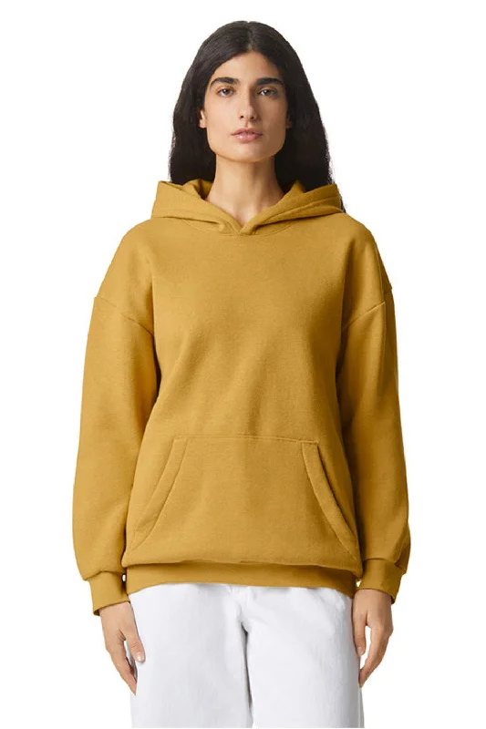 men's fleece sweatshirts -American Apparel Mens ReFlex Fleece Hooded Sweatshirt Hoodie w/ Pouch Pocket - Mustard