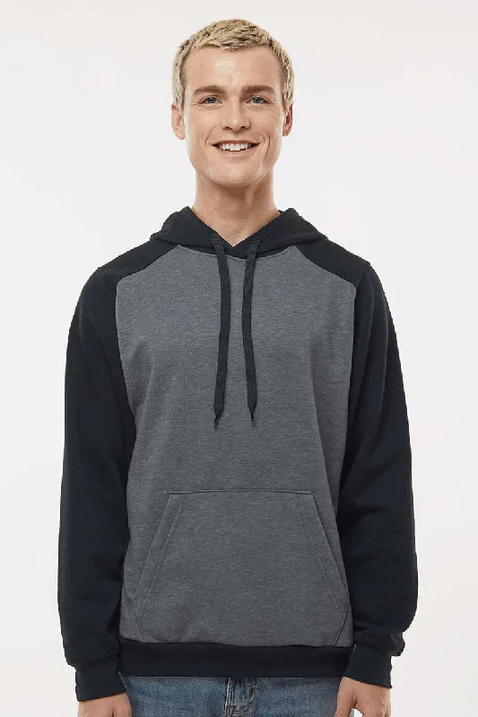 oversized hoodies for men -Augusta Sportswear Mens Eco Revive 3 Season Fleece Hooded Sweatshirt Hoodie w/ Pouch Pocket - Heather Carbon Grey/Black